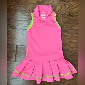 Lucky in Love Pink and Neon Green Sleeveless Tennis Dress